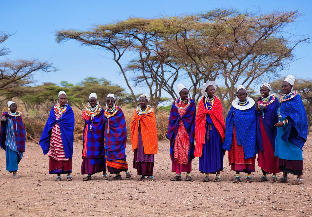 maasai women in their village in tanzania, africa